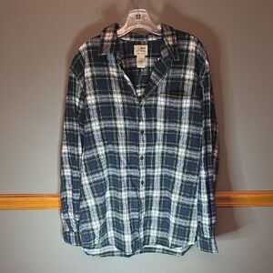 Men's Blue and Green Plaid Casual Shirt